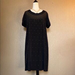 Dkny Black Metal Beaded Dress